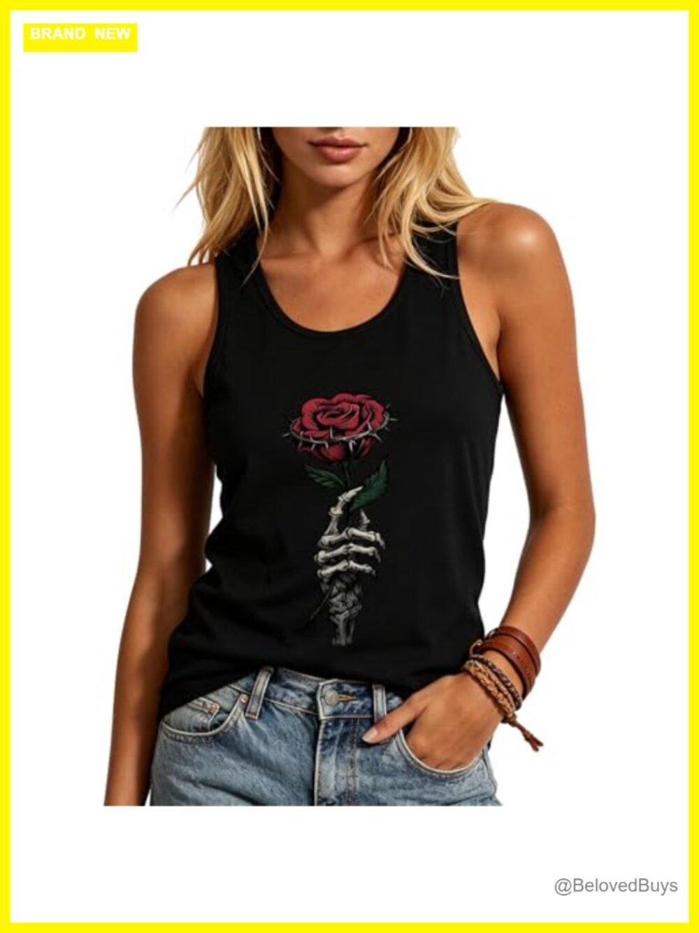 Punk Goth Graphic Tank Top Cotton Sleeveless Crewneck Distressed Vest